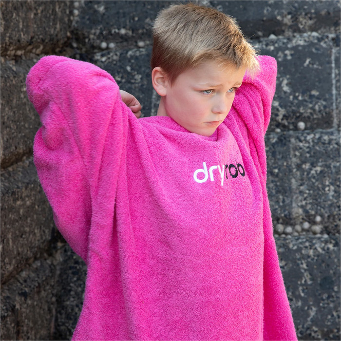 2024 Dryrobe Junior Organic Cotton Hooded Towel Change Robe V3 V3OCT - Pink